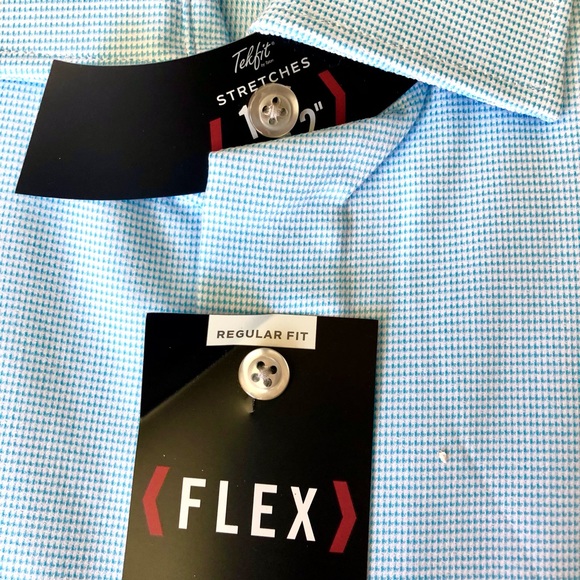 Van Heusen Men’s Flex Regular Fit Dress Shirt, Aqua, 2XL, 18 1/2- 34/35 - Picture 3 of 4